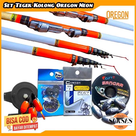 Jual Set Lengkap Pancing Tegek Kolong Oregon Neon Pole Murah Reel Joran