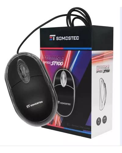 Mouse Ptico Usb Somostec Para Pc Notebook Preto Dpi Led