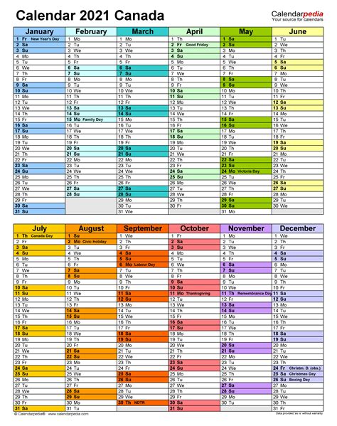 Canada Calendar 2021 - Free Printable Excel templates