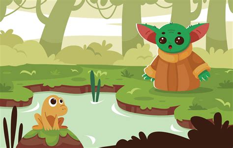 Cute Green Alien Hunting a Frog 23793031 Vector Art at Vecteezy