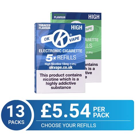 OK Cigalike E Cig Refills 13x Multipack 5 54 Per Pack OK Vape