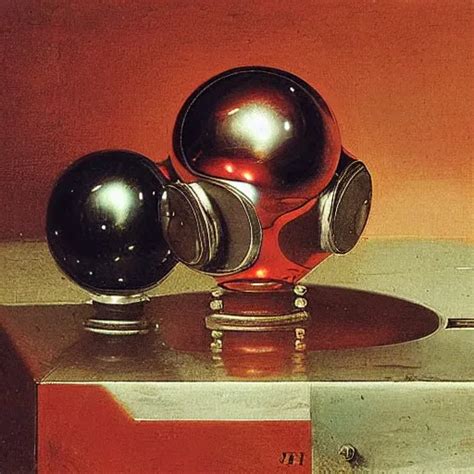 Chrome Spheres On A Red Cube By Bartholomeus Van Der Stable Diffusion