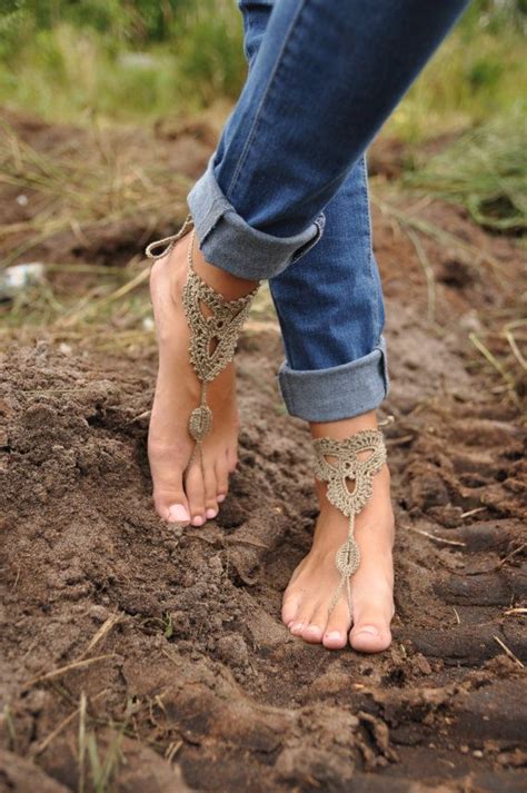 Crochet Tan Barefoot Sandals Nude Shoes Foot By Barmine On Etsy Crochet