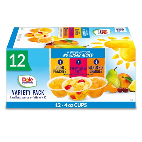 (12 Cups) Dole Fruit Bowls No Sugar Added Variety Pack 4 Oz for sale ...