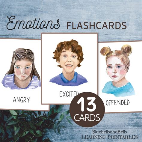 Feelings Cards Printable. Emotions Kids Flash Cards. - Etsy