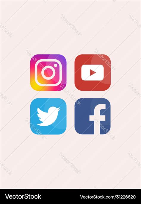 Minimal Gl Nzende Social Media Icons Lizenzfreier Vektor