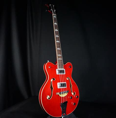 Gretsch G5442bdc Electromatic Hollow Body Short Scale Bass Trans Red Streetsoundsnyc