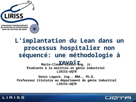 Ppt Limplantation Du Lean Dans Un Processus Hospitalier Non S Quenc