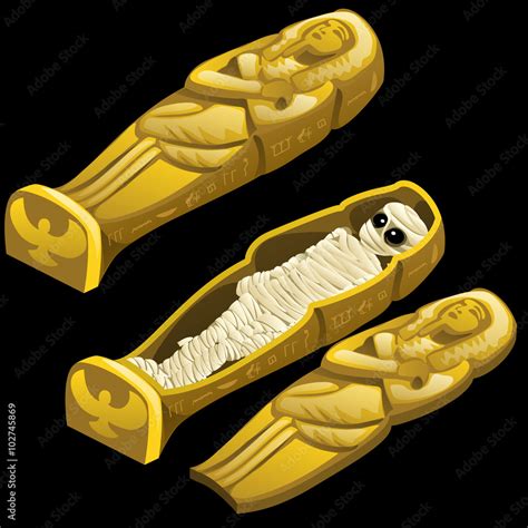 Closed sarcophagus and open one with the mummy Stock Vector | Adobe Stock