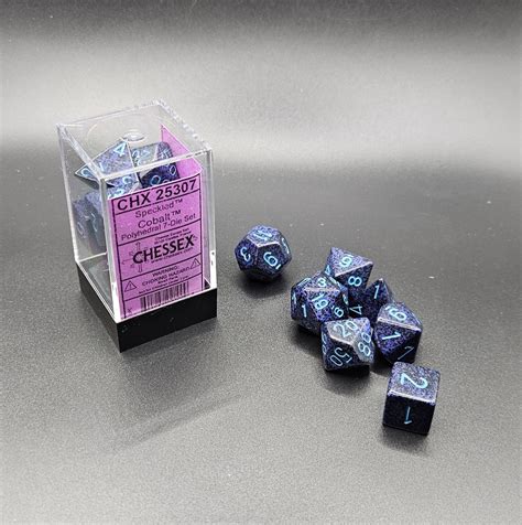 Chessex Polyhedral 7 Dice Set Cobalt Laser Edge Gaming