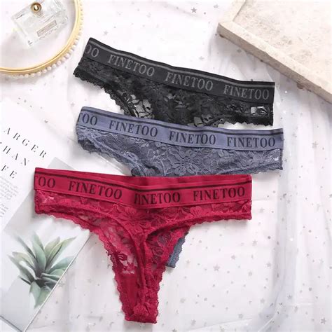 Finetoo Sexy Lace Panties For Women Underwear Fashion Letter Belt Panty