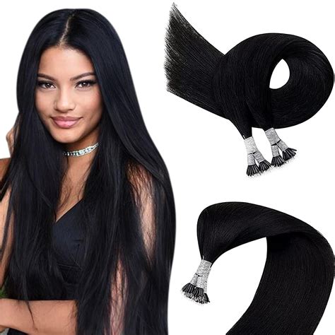 Amazon Easyouth 22inch Nano Rings Human Hair Extension Black Real