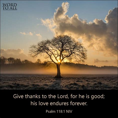 Give Thanks To The Lord For He Is Good His Love Endures Forever