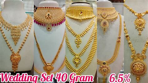 Light Weight Gold Wedding Set Semi Bridal Gold Necklace Haram Set From