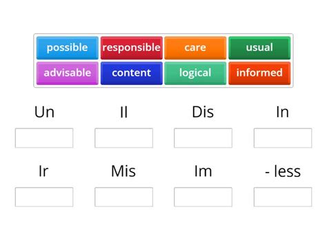 Forming Negative Adjectives Group Sort