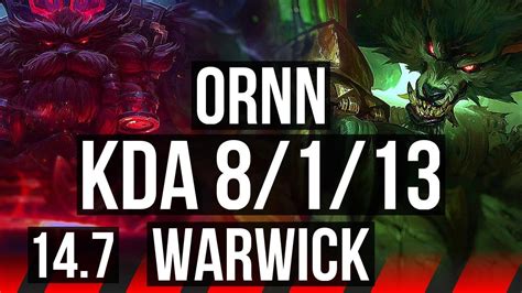 Ornn Vs Warwick Top 8113 33k Dmg 600 Games Legendary Euw