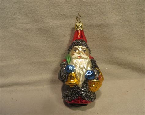 Vintage Inga Glas Made In Germany Blown Glass Christmas Ornament Santa