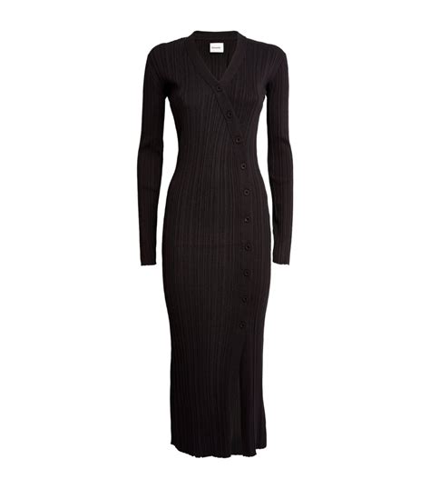 Womens Holzweiler Black Ribbed Asymmetric Trestle Midi Dress Harrods Us