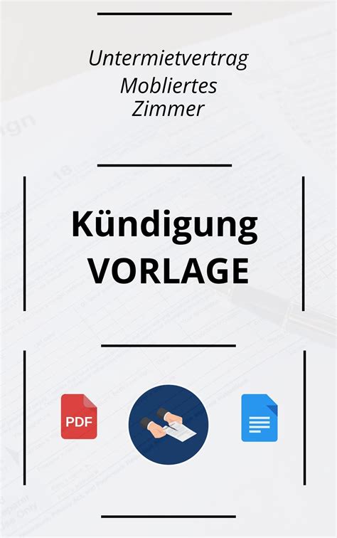 Kündigung Untermietvertrag Möbliertes Zimmer Muster und Vorlage