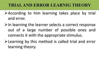 trial and error learning theory by Thorndike | PPT