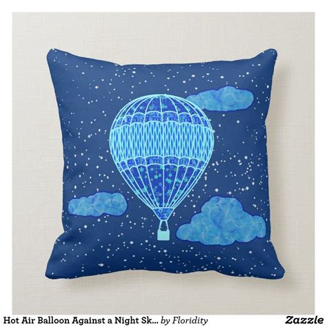 Hot Air Balloon Against A Night Sky In Deep Blue Throw Pillow Zazzle