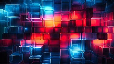 Premium AI Image | Glass brick wall glowing with neon graffiti patterns