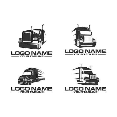 Semi Truck Logo Set Designs Logo Vorlage Vektor Premium Vektor