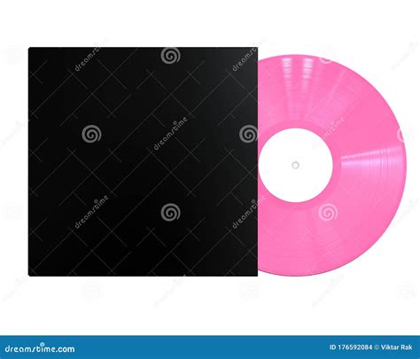 Pink Colored Vinyl Disc Mock Up Vintage Lp Vinyl Record With Black