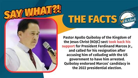 Apollo Quiboloy takes back support for Marcos, asks him to resign