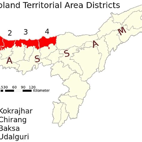 Map Of Bodoland Territorial Area Districts Four Assam The Bta Has