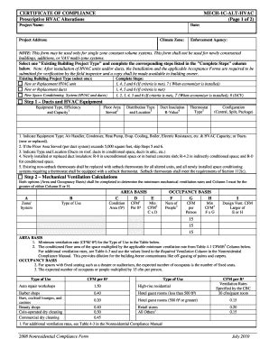 Fillable Online Placer Ca Certificate Of Compliance Mech C Alt Hvac