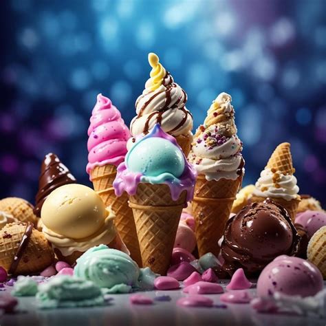 Assorted Colorful Ice Cream Background Premium Ai Generated Image