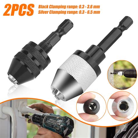 Pcs Hex Shank Keyless Drill Chuck Adapter Bit Quick Change