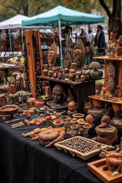 Premium AI Image Handmade Artisan Crafts Displayed At A Market Stall