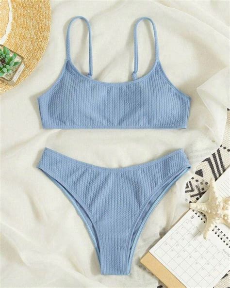 Dusty Blue Bikini Set Women S Fashion Swimwear Bikinis Swimsuits