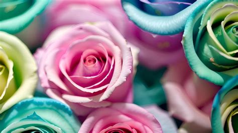 Premium AI Image | A bouquet of roses with a blue and pink rose