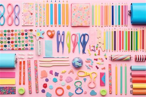 Premium Photo Colorful Assortment Of School Supplies