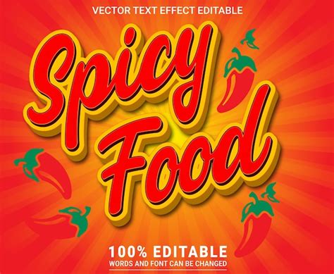 Premium Vector Spicy Food Editable Text Effect Eps Vector