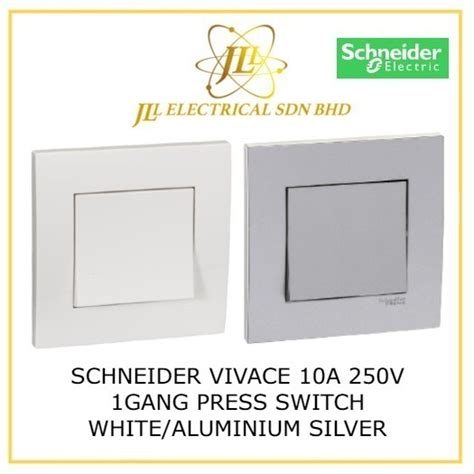 Schneider Vivace 10a 1 Gang Bell Press Switch Whitesilver Aluminium Kb31bpweg11 Kb31bpas