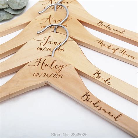 Personalized Village Engraved Bride Groom Wooden Wedding Dress Hangers