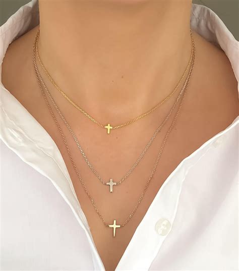 Dainty Cross Necklace Dainty Necklace Silver Cross Necklace Etsy