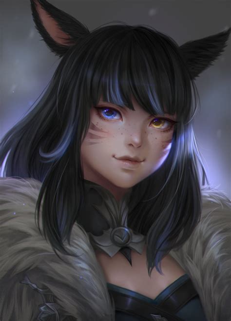 Safebooru 1girl Animal Ears Bangs Black Hair Cat Ears Close Up