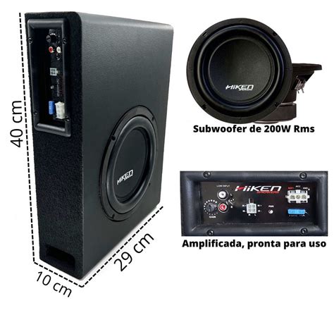 Caixa De Som Amplificada Automotiva Slim Subwoofer Polegadas Embaixo