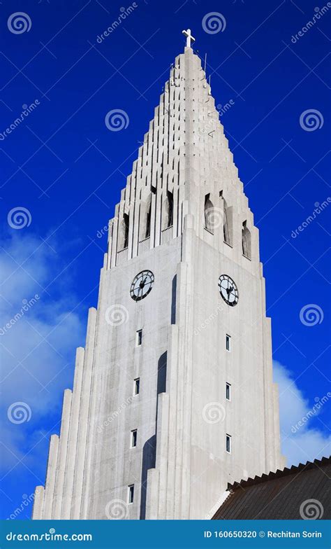 The Hallgrimskirkja Church The Largest Church In Reykjavik Stock