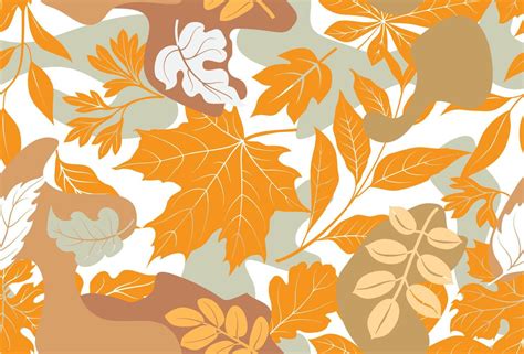 Autumn Leaves Seamless Pattern Season Floral Wallpaper Fall Leaf