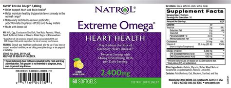 Natrol Extreme Omega 2400 mg Lemon - 60 Softgels | Heart Health & Omega ...