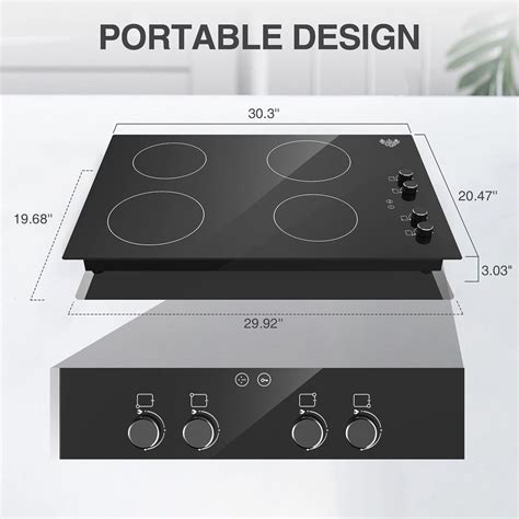 30 In Electric Cooktop 4 Burners Induction Cooktop Electric Stovetop 220V 6000W , Electric Stovetop