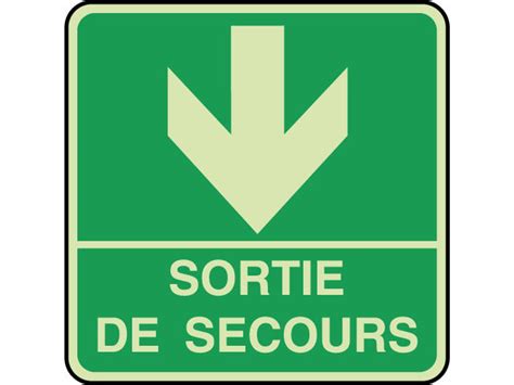 Panneau Photoluminescent Sortie Secours Fl Che En Bas Contact Virages