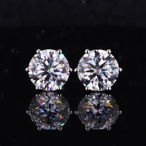 Starsgem Lab Diamond Jewelry Diamond Earring 4 Carat Round D Colorless