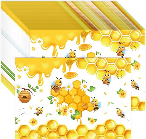 50pcs Bee Paper Placemats Bee Daisy Disposable Place Mats